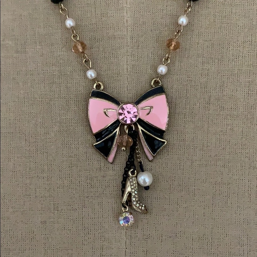 Betsey Johnson Pink Bow Necklace